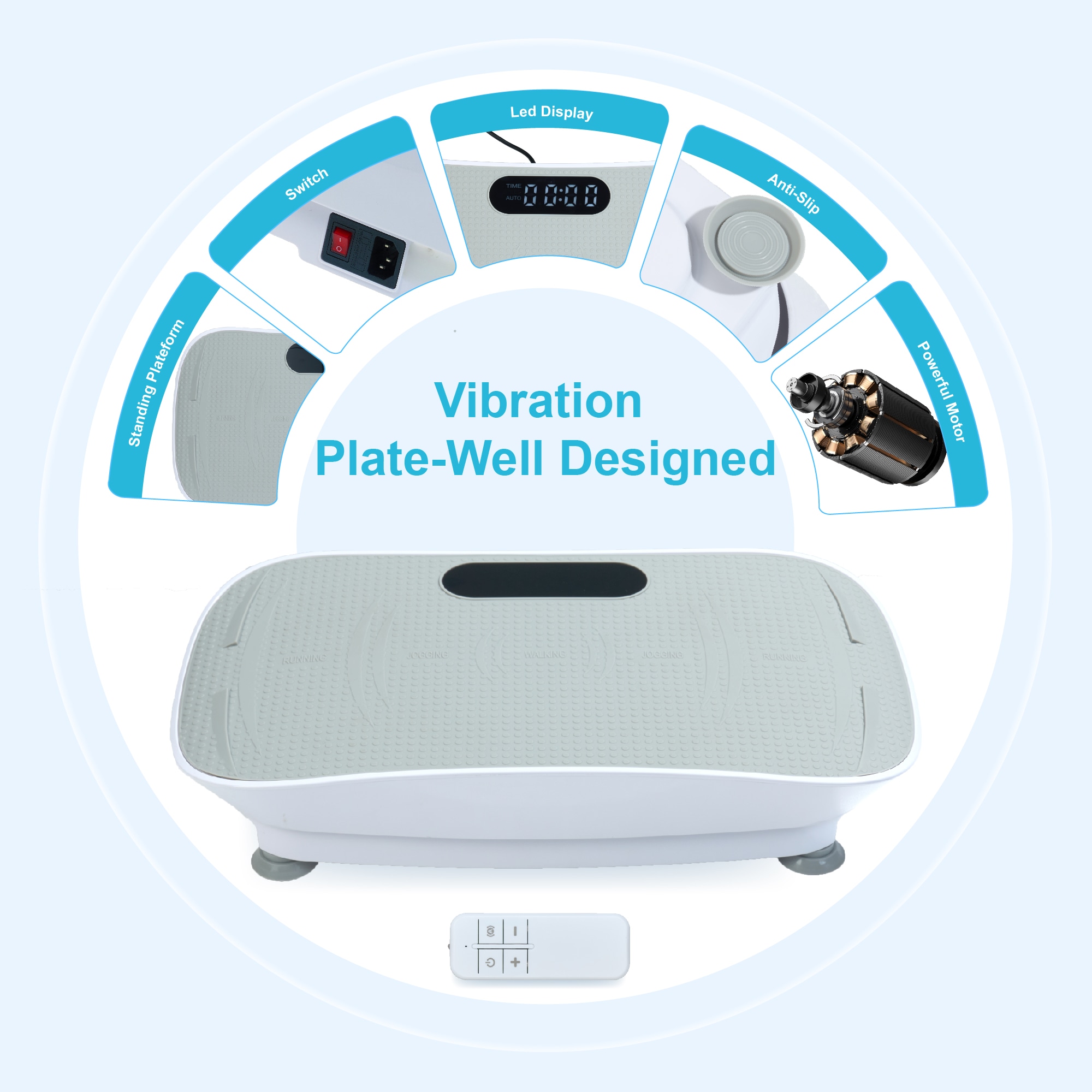 Silent Vibration Platform Crazy Fitness Massage 10-Frequency Weight Loss & Fat Burner Body Shaking Machine For Unisex Grey033_voghion.com